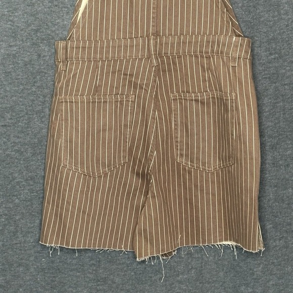 WeWoreWhat Pinstripe Overall Shorts Brown Medium Slit Leg 100% Cotton - Picture 5 of 12